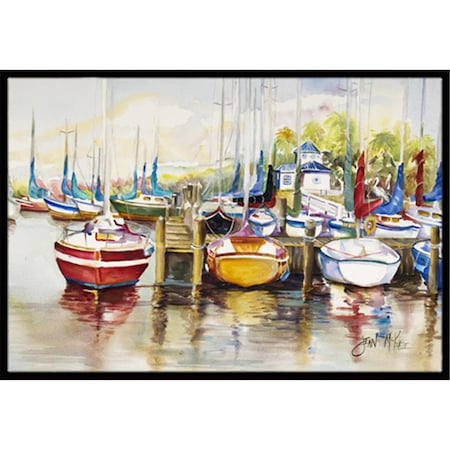 Carolines Treasures Paradise Yacht Club Ii Sailboats Indoor and Outdoor Mat- 18 x 27 in. JMK1064MAT
